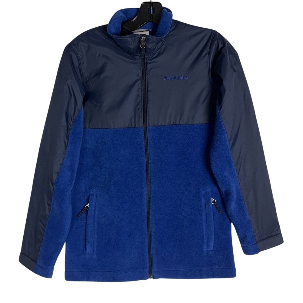 COLUMBIA Boys Youth Blue Hybrid Overlay Fleece‎ Jacket Size L (14-16)